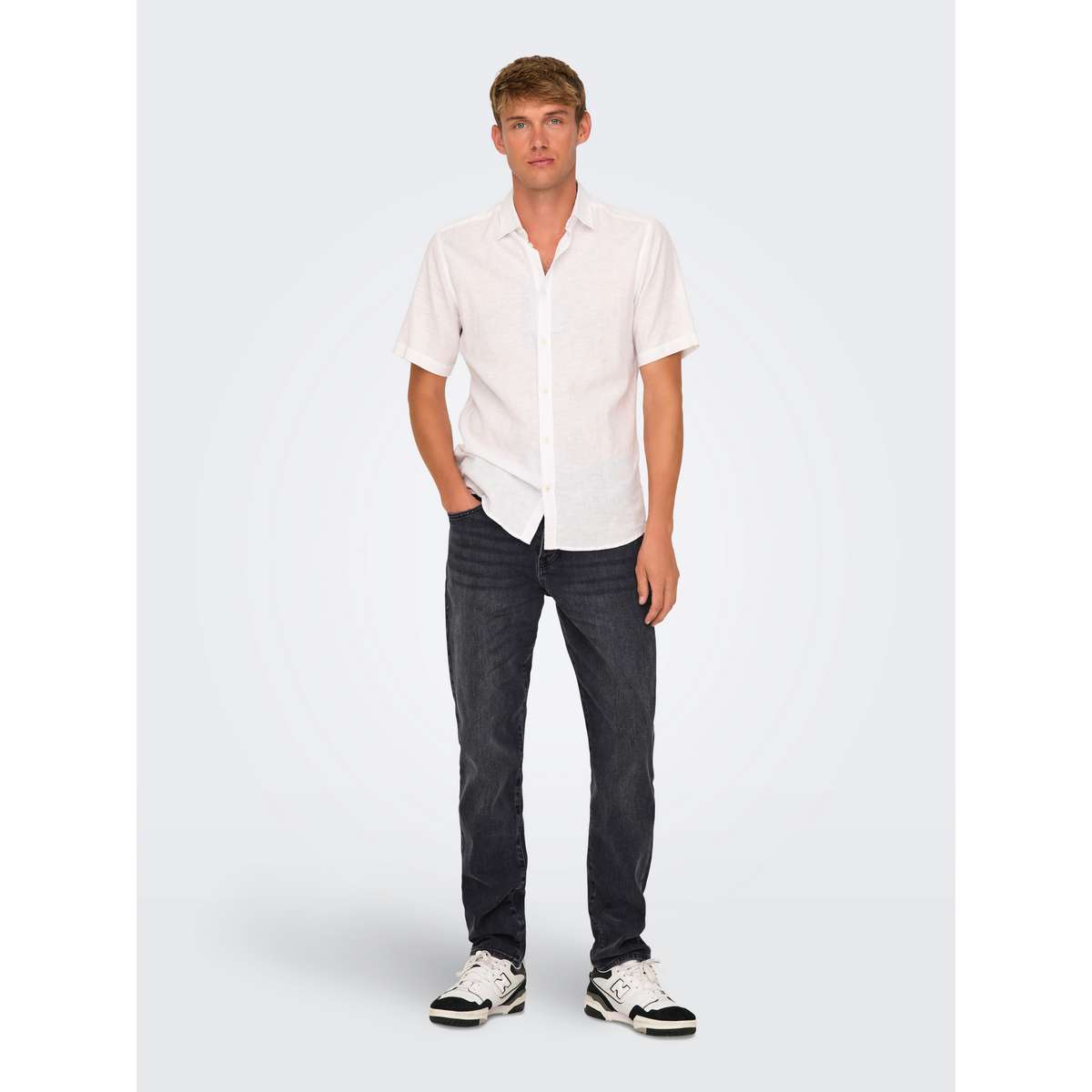 ONLY & SONS MENS YOKE TAPERED FIT COTTON WB BLACK 22027850 - Μαύρο - W31 L34